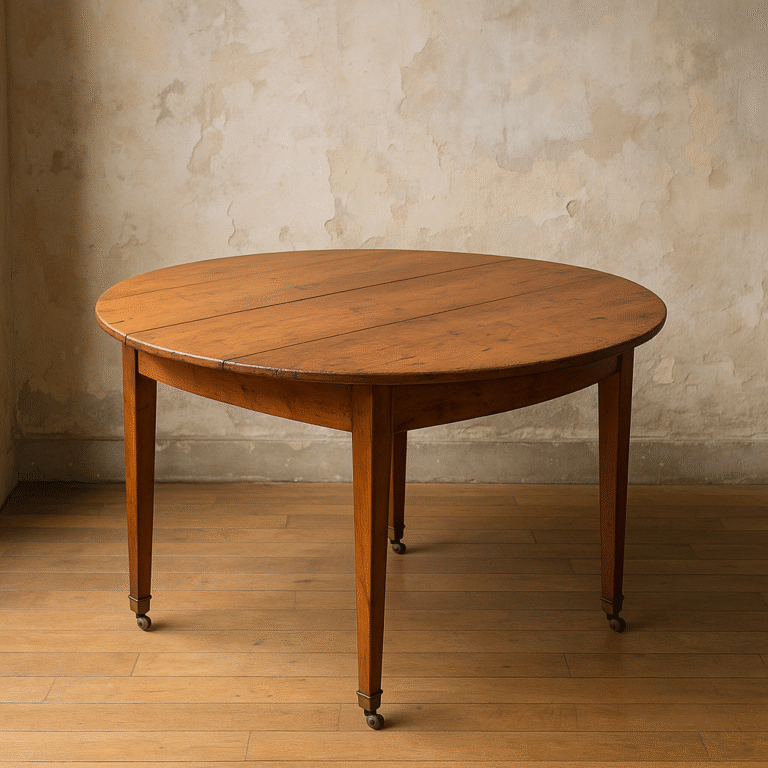Mesa Redonda Antigua de Madera con Ruedas