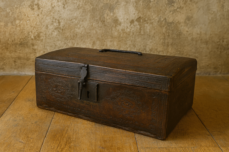 Caja de Madera Tallada con Cerradura y Llave