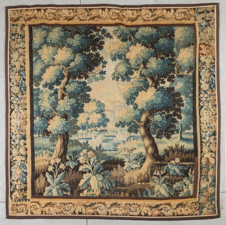 Tapiz Paisaje Clásico con Árboles y Cisnes