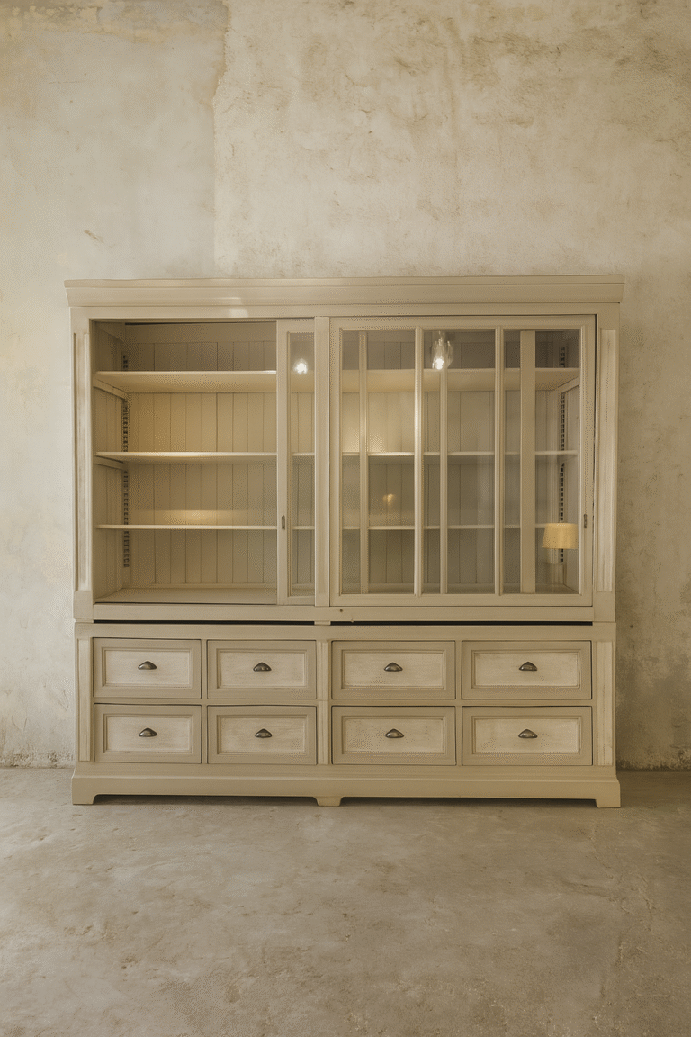 Vitrina de Madera con Cristal y Cajones