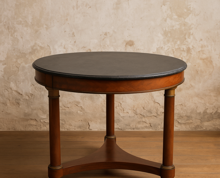Mesa Redonda de Madera con Tapa Negra