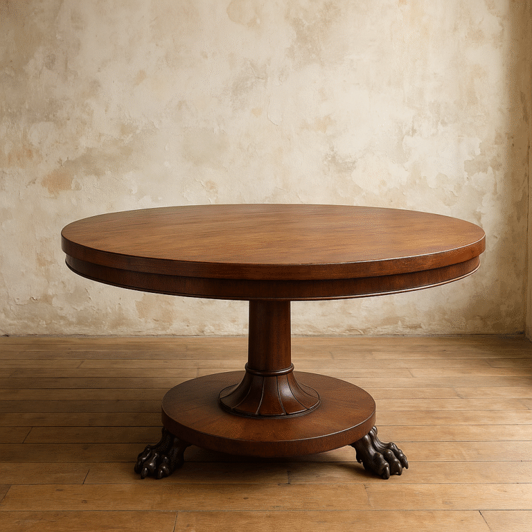 Mesa Redonda de Madera con Pie Central