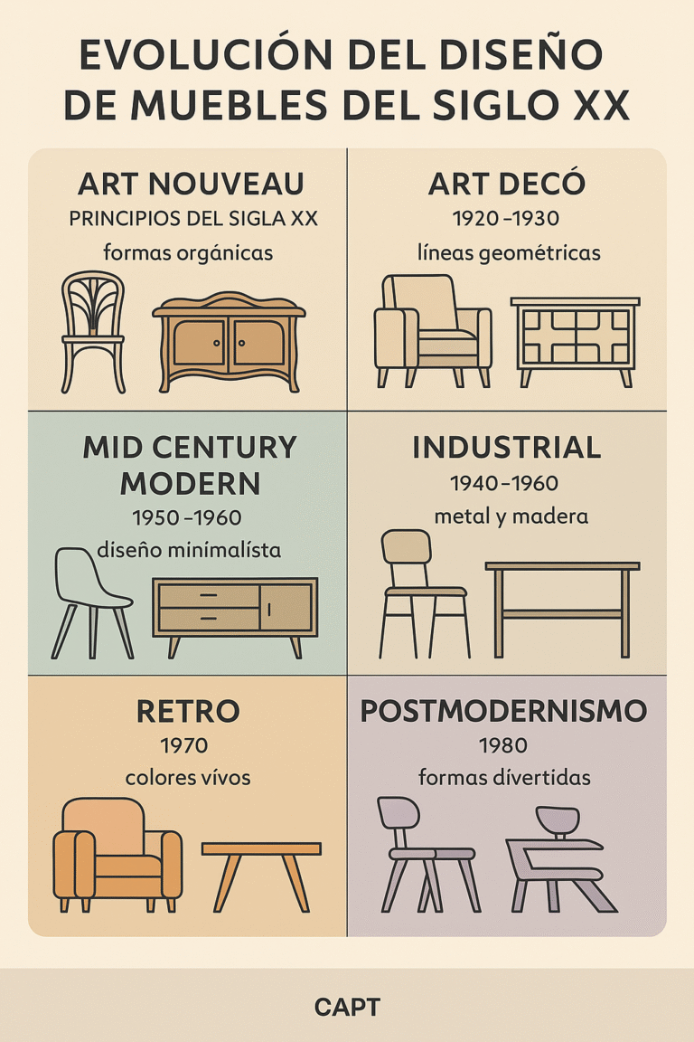 Diagrama evolución muebles siglo XX