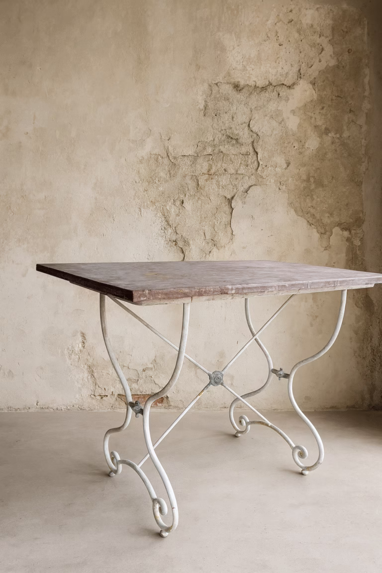 mesa de forja y marmol