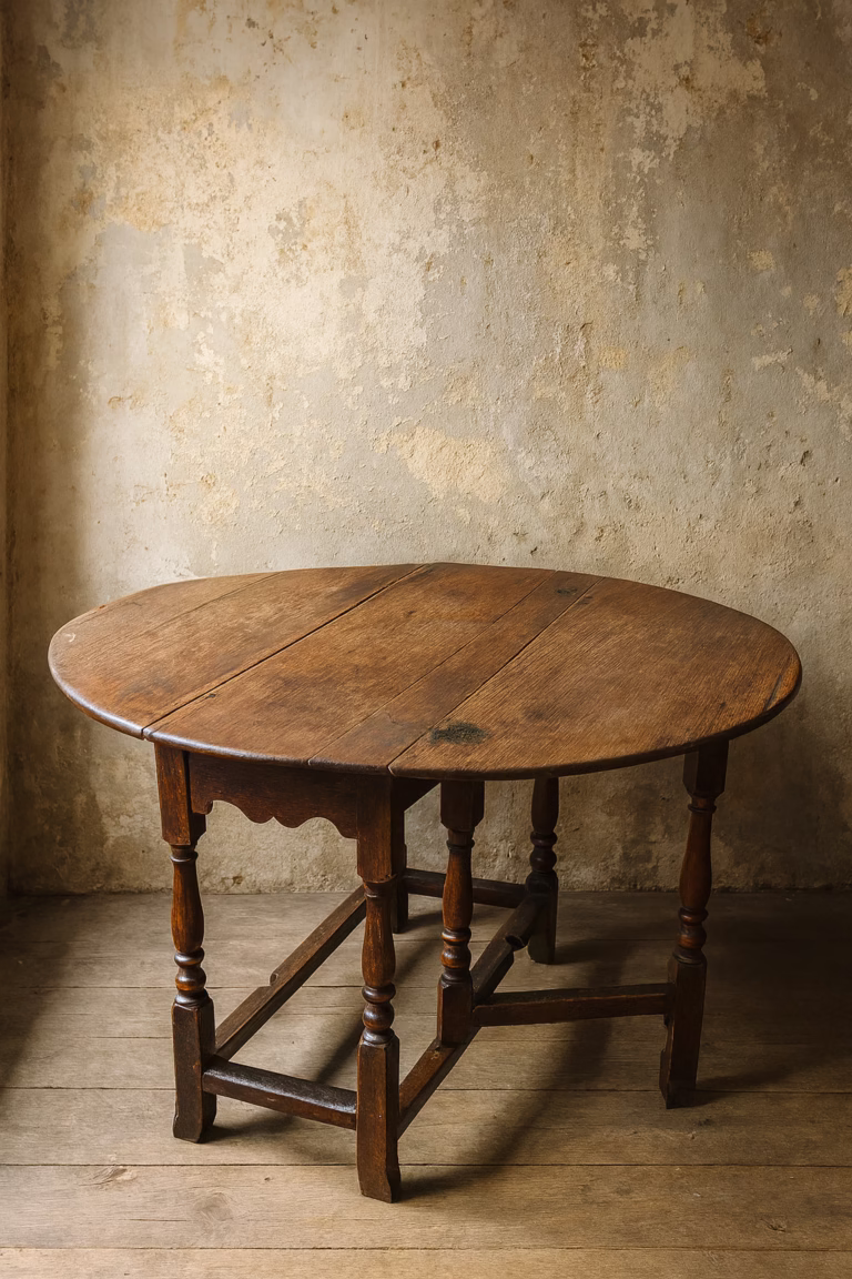 mesa de roble plegable isabel martinez antiguedades